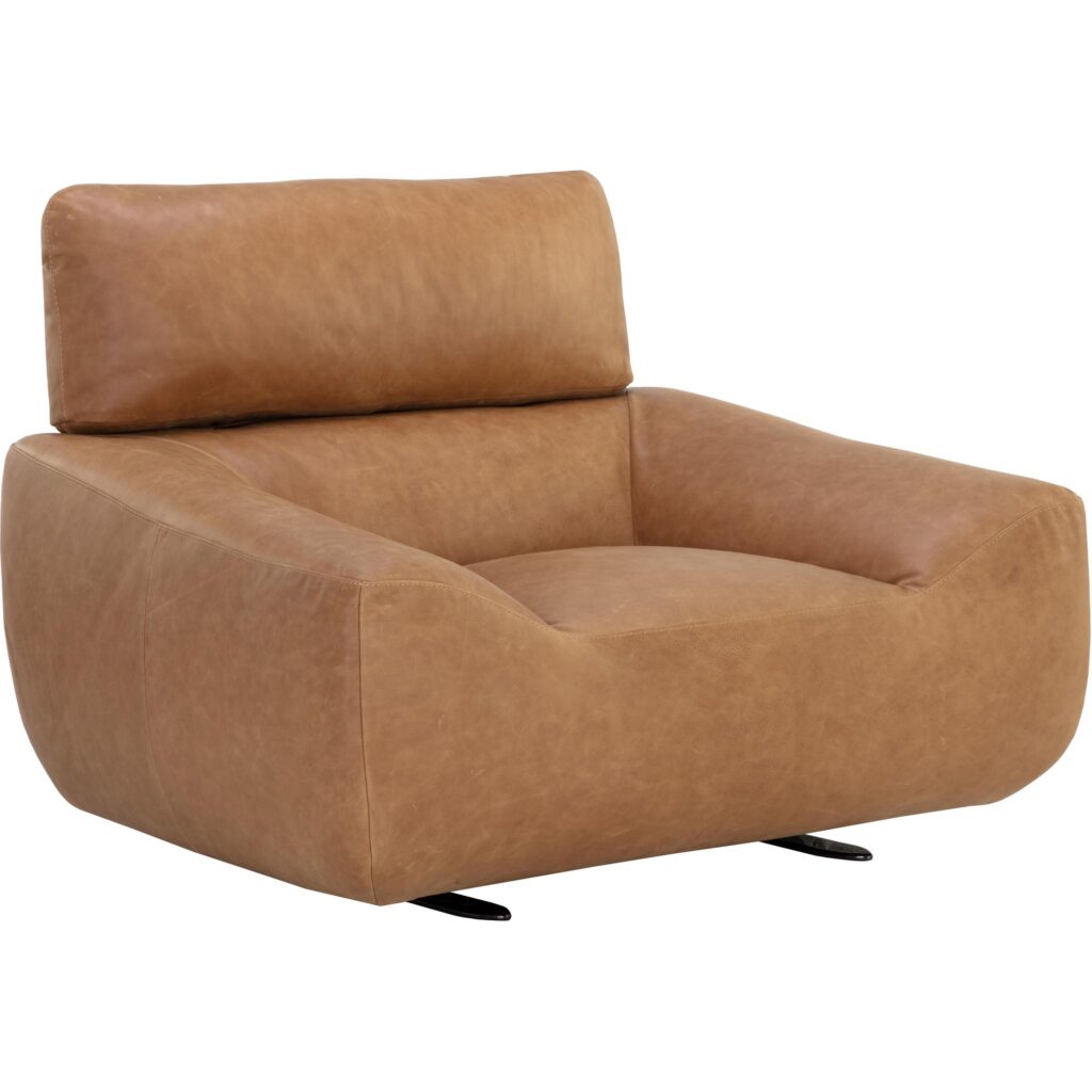 Paget Glider Lounge Chair - Camel Leather