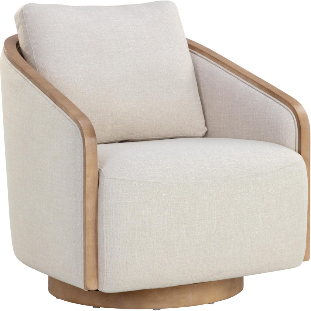 Tasia Swivel Lounge Chair - Effie Linen