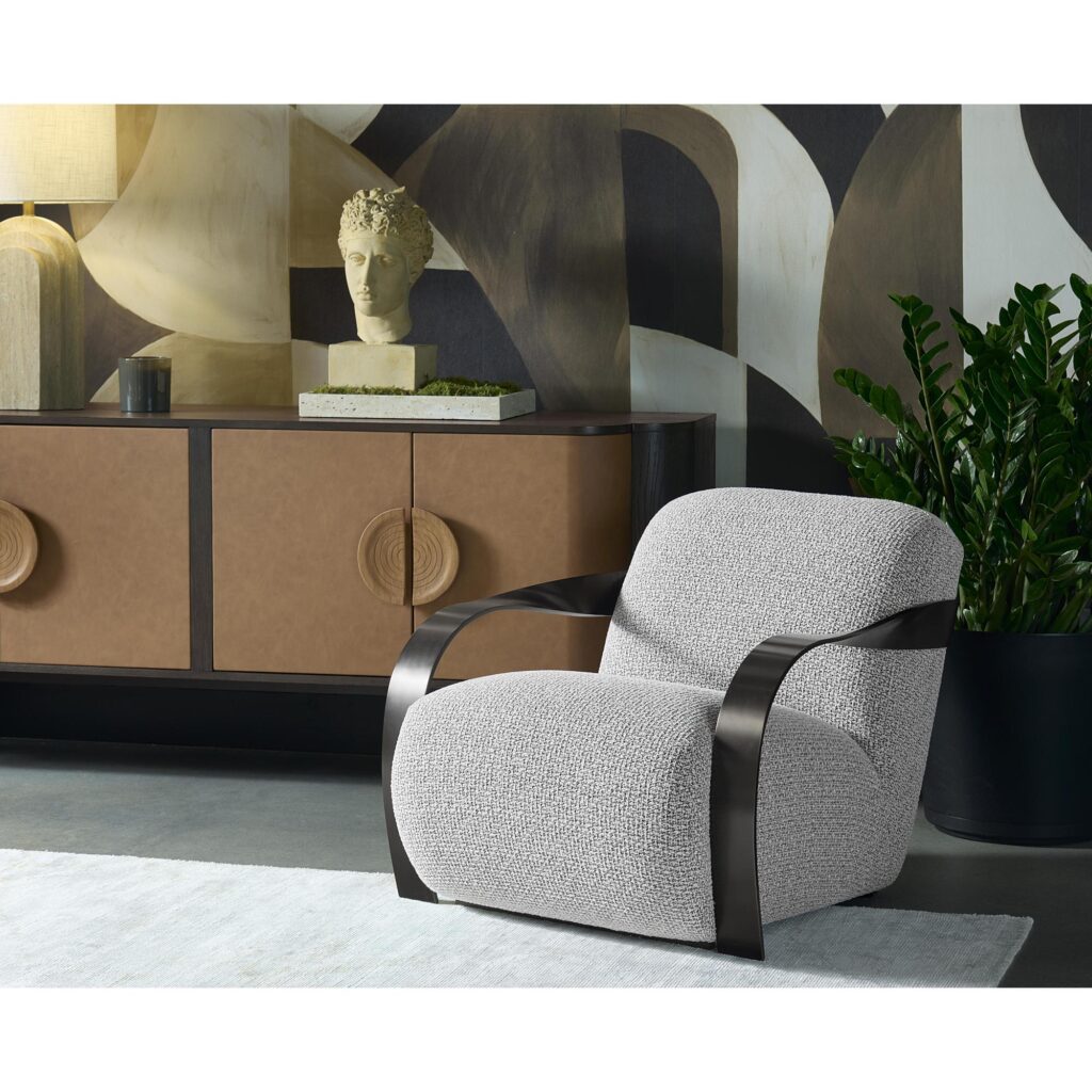 Sonesta Lounge Chair - Dark Bronze - Helios Check Black - Image 5