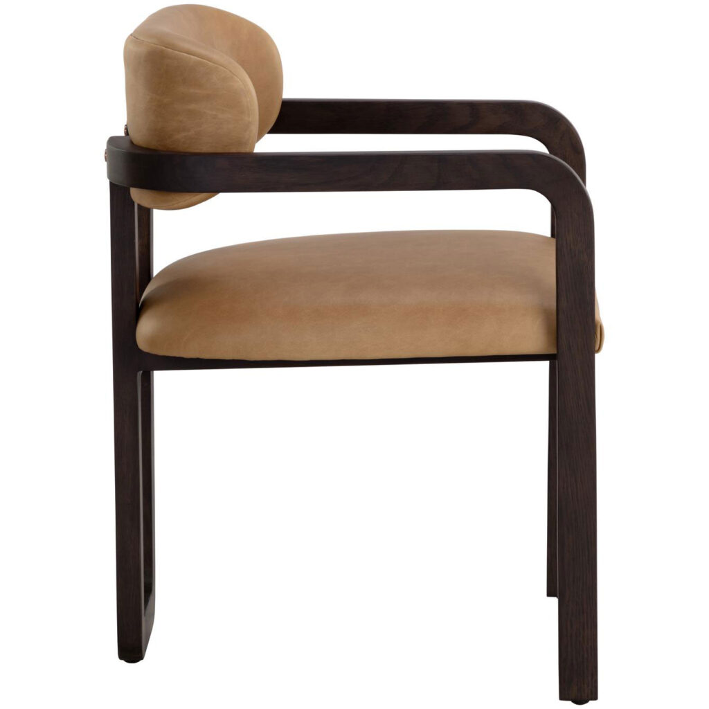 Madrone Dining Armchair - Brown - Ludlow Sesame Leather - Image 3