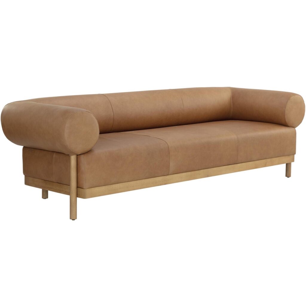 Bromley Sofa - Rustic Oak - Ludlow Sesame Leather