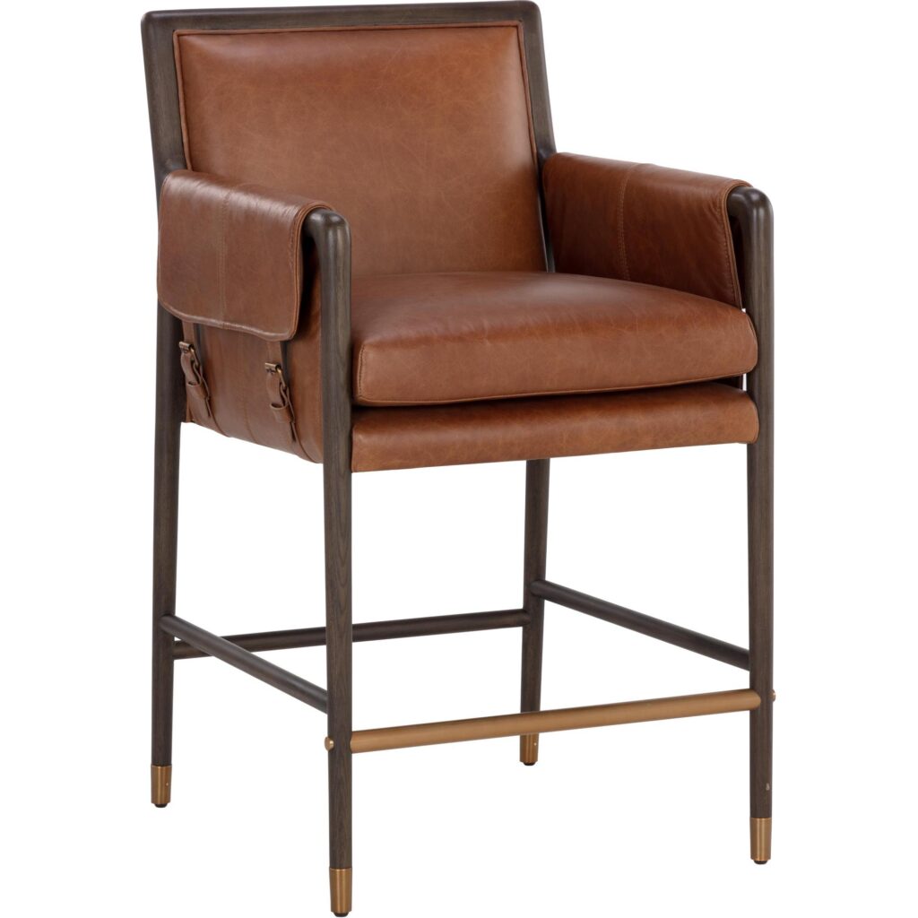 Mauti Counter Stool - Brown - Shalimar Tobacco Leather