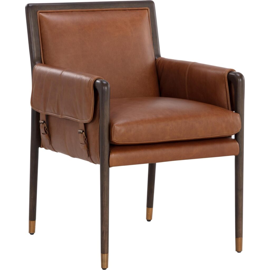 Mauti Dining Armchair - Brown - Shalimar Tobacco Leather