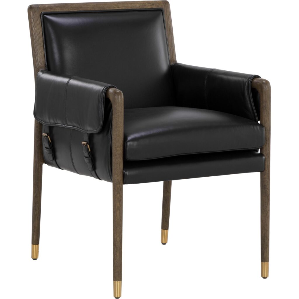 Mauti Dining Armchair - Dark Brown - Cortina Black Leather