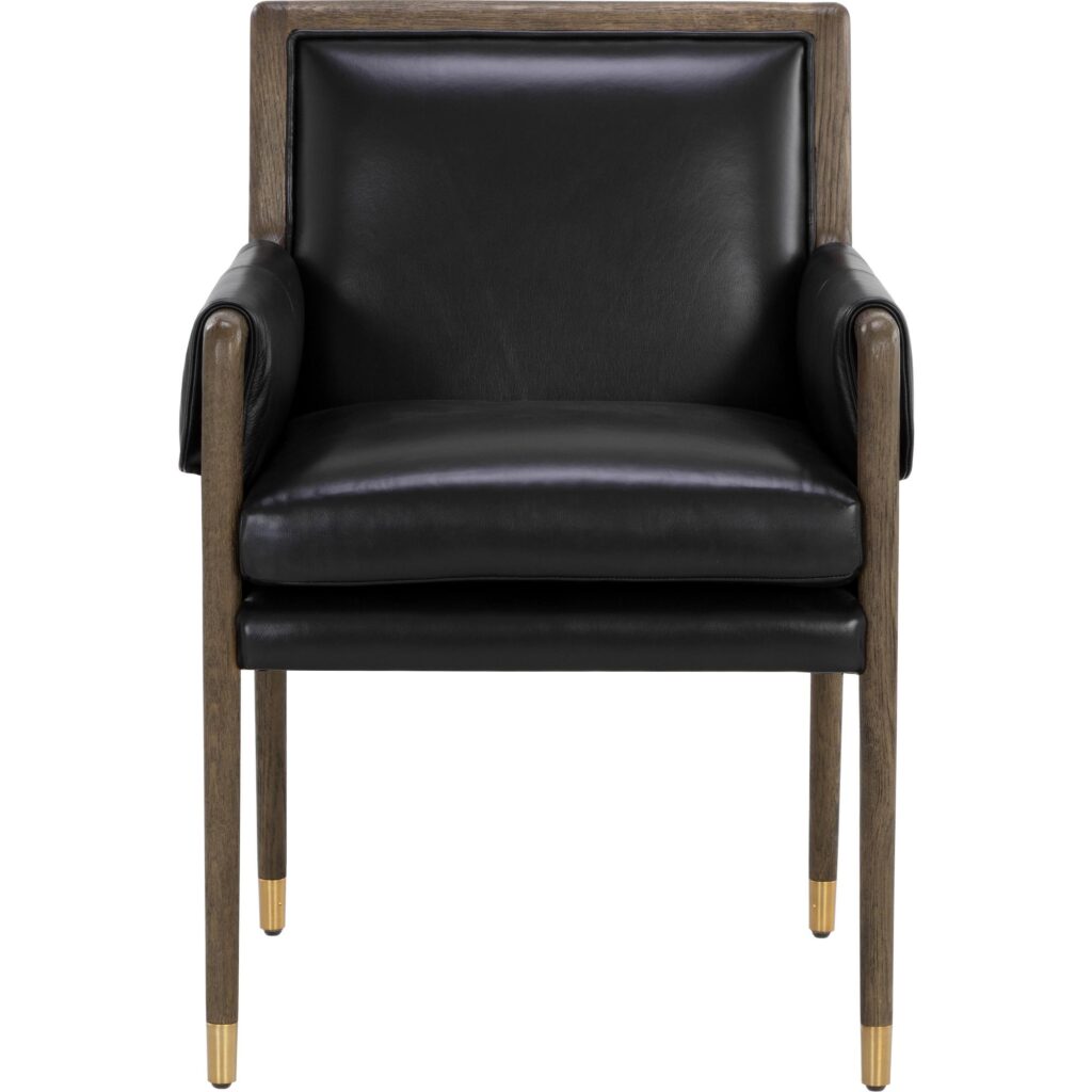 Mauti Dining Armchair - Dark Brown - Cortina Black Leather - Image 2