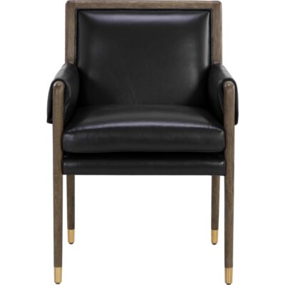 Mauti Dining Armchair - Dark Brown - Cortina Black Leather 111656 111656 MAUTI DINING ARMCHAIR DISTRESSED BROWN CORTINA BLACK LEATHER 1