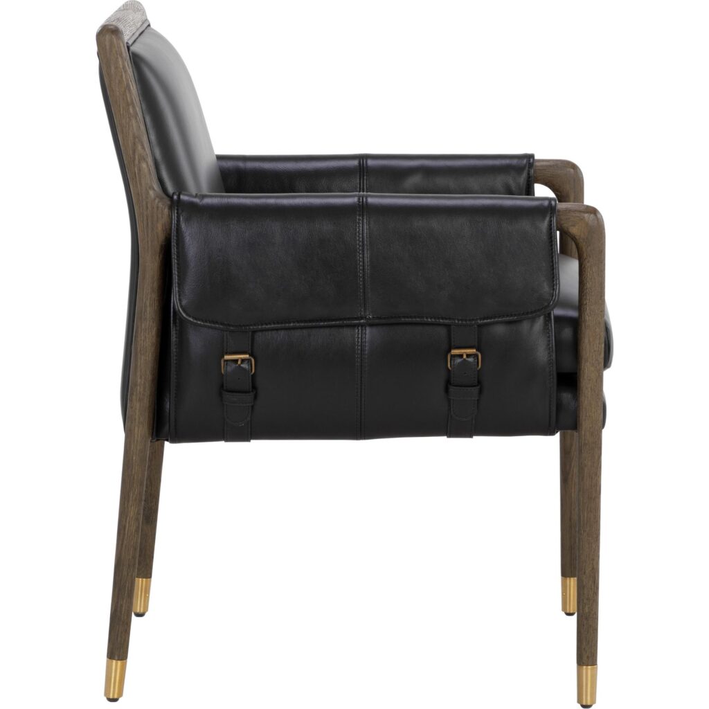 Mauti Dining Armchair - Dark Brown - Cortina Black Leather - Image 3