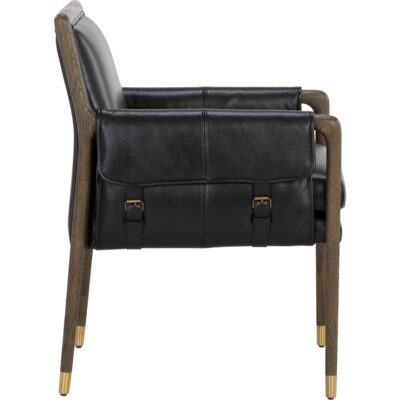 Mauti Dining Armchair - Dark Brown - Cortina Black Leather 111656 111656 MAUTI DINING ARMCHAIR DISTRESSED BROWN CORTINA BLACK LEATHER 2