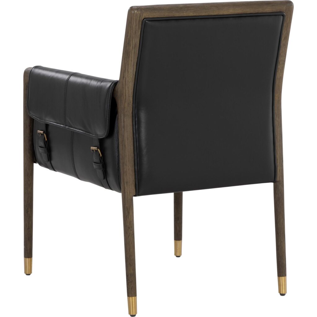 Mauti Dining Armchair - Dark Brown - Cortina Black Leather - Image 4