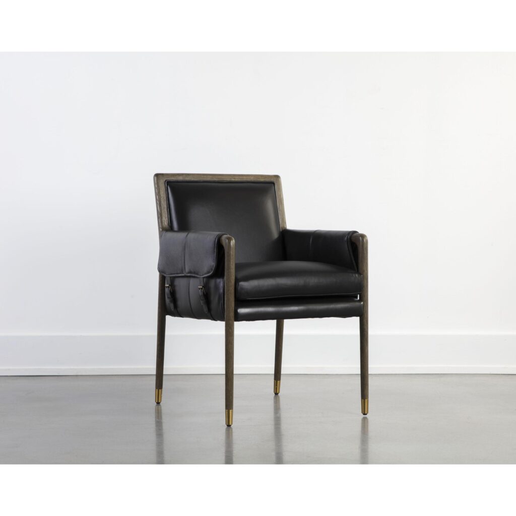 Mauti Dining Armchair - Dark Brown - Cortina Black Leather - Image 5