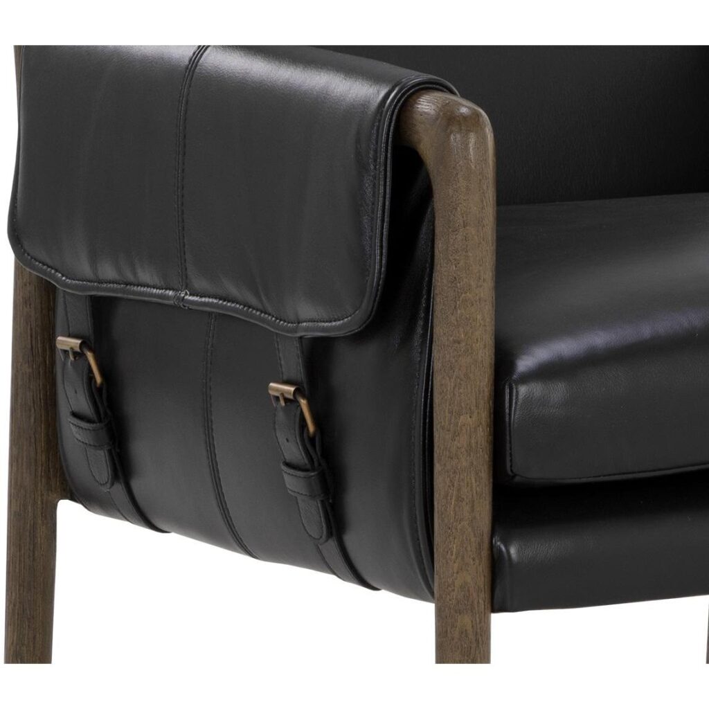 Mauti Dining Armchair - Dark Brown - Cortina Black Leather - Image 6