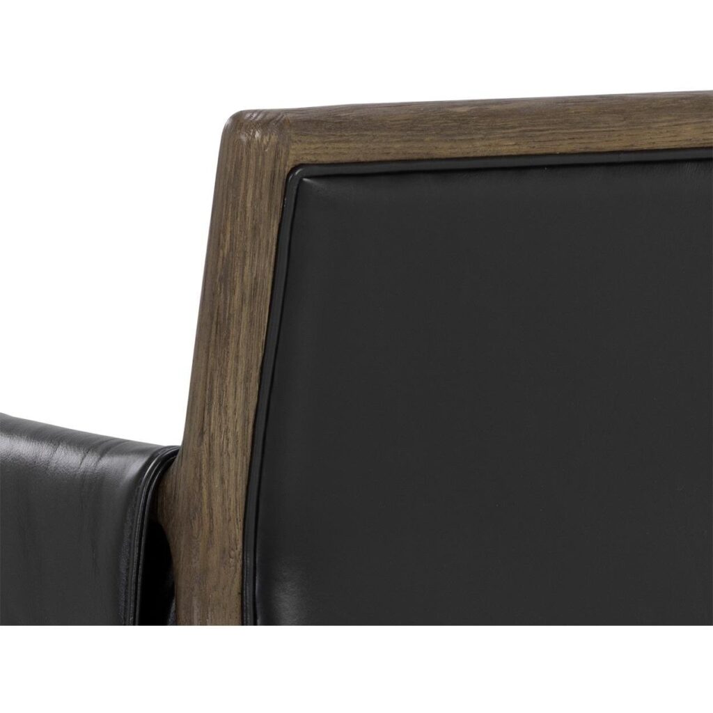 Mauti Dining Armchair - Dark Brown - Cortina Black Leather - Image 8