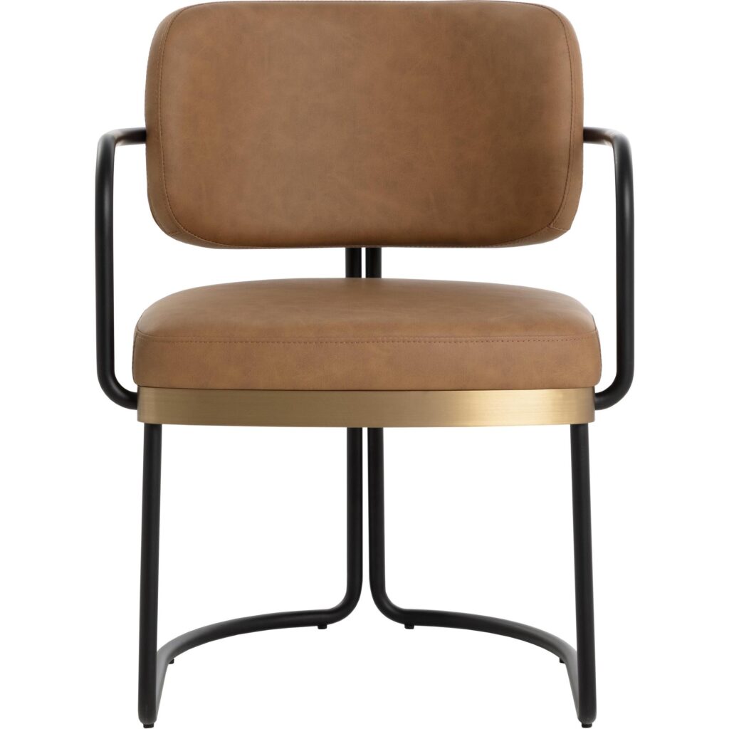 Jalen Dining Armchair - Milliken Cognac - Image 8