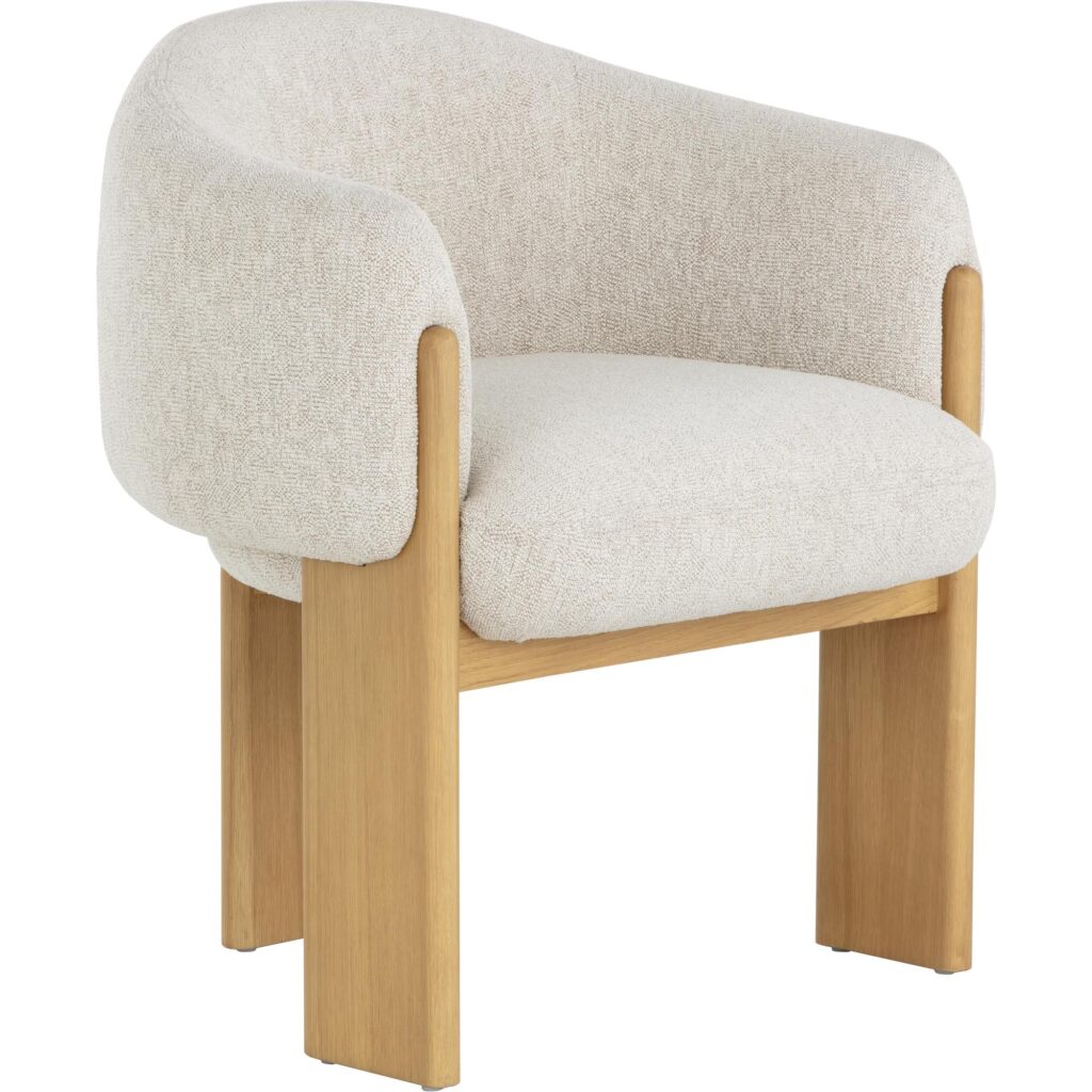 Trine Dining Armchair - Rustic Oak - Dove Cream - Image 6