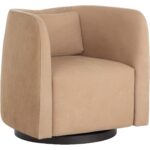 Emilie Swivel Lounge Chair - Nubuck Tan Leather