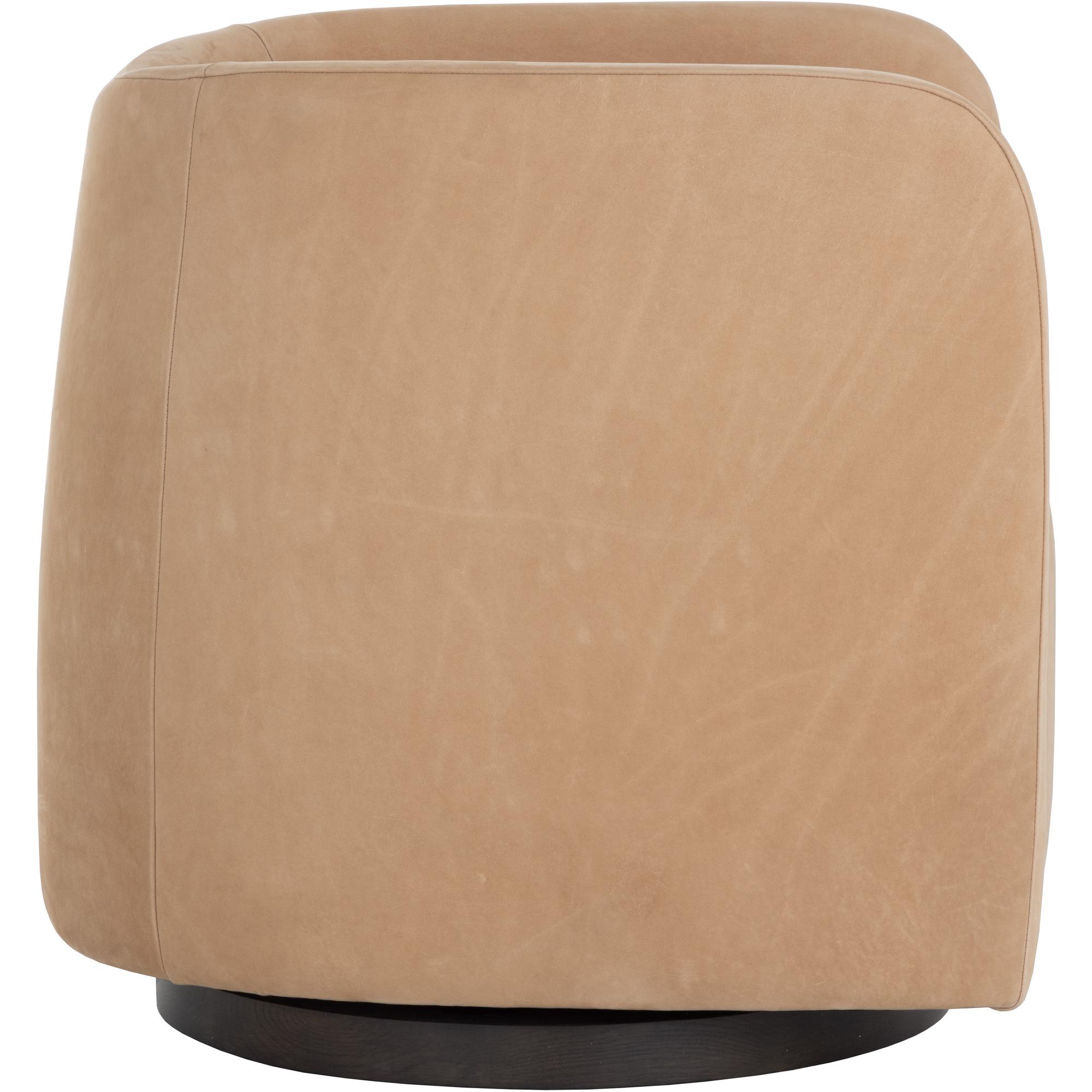 Emilie Swivel Lounge Chair - Nubuck Tan Leather 3 Emilie Swivel Lounge Chair - Nubuck Tan Leather - Image 3