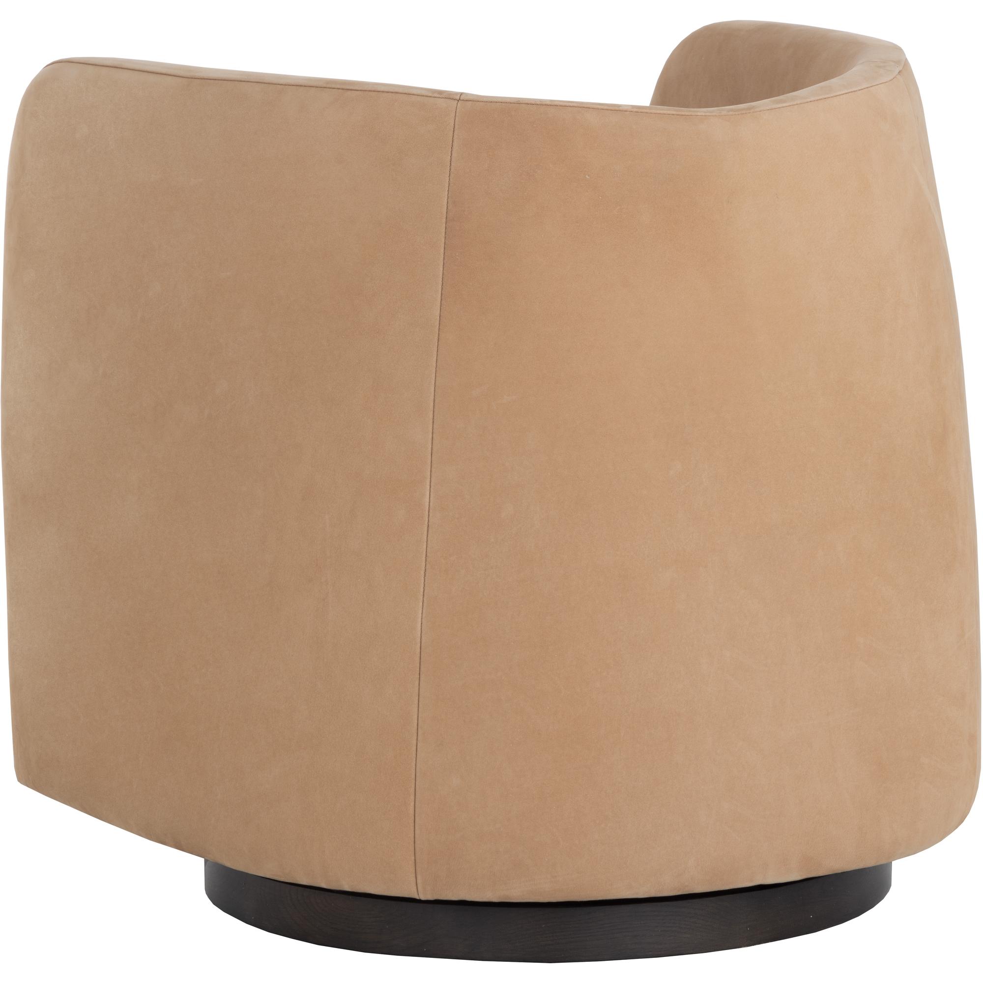 Emilie Swivel Lounge Chair - Nubuck Tan Leather 4 Emilie Swivel Lounge Chair - Nubuck Tan Leather - Image 4
