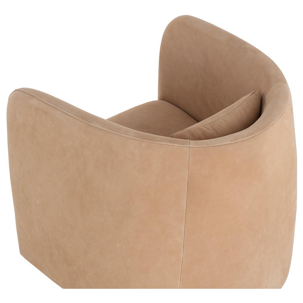 Emilie Swivel Lounge Chair - Nubuck Tan Leather 5 Emilie Swivel Lounge Chair - Nubuck Tan Leather - Image 5