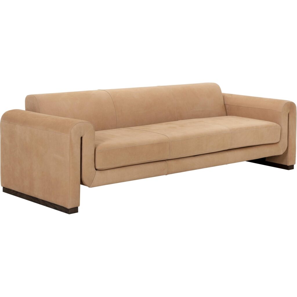 Romer Sofa - Distressed Brown - Nubuck Tan Leather