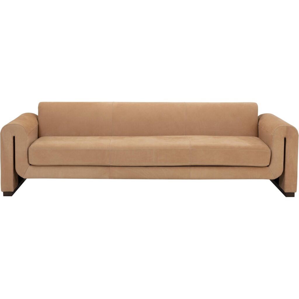 Romer Sofa - Distressed Brown - Nubuck Tan Leather - Image 2