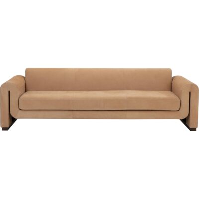 Romer Sofa - Distressed Brown - Nubuck Tan Leather 111816 111816 ROMER SOFA NUBUCK TAN LEATHER 1