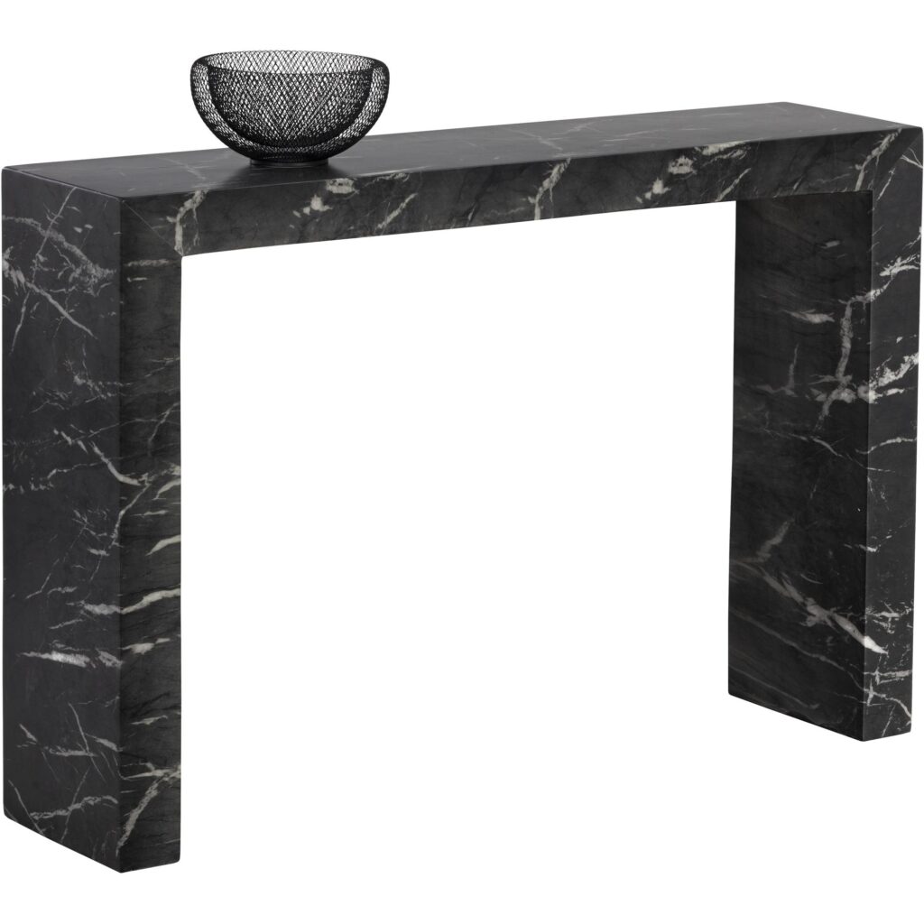 Axle Console Table - Marble Look - Black