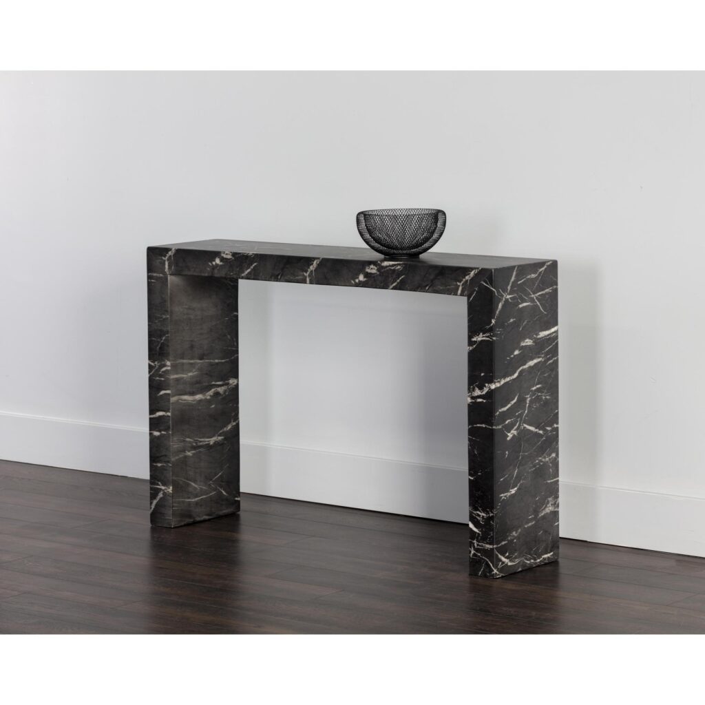 Axle Console Table - Marble Look - Black - Image 4