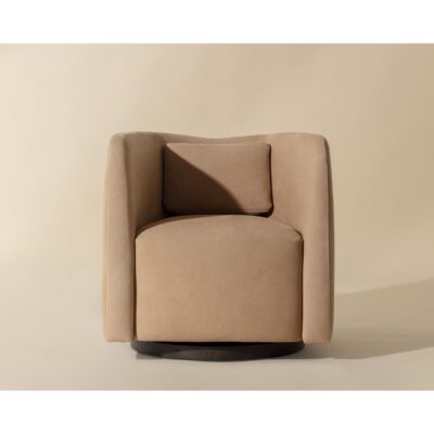 Emilie Swivel Lounge Chair - Nubuck Tan Leather 112030 112030 EMILIE SWIVEL LOUNGE CHAIR NUBUCK TAN LEATHER 1