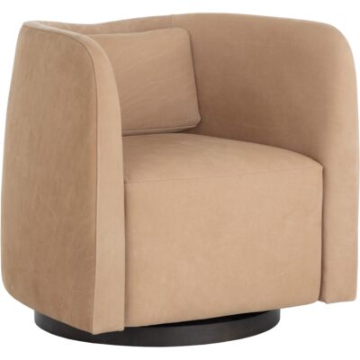 Emilie Swivel Lounge Chair - Nubuck Tan Leather 112030 112030 EMILIE SWIVEL LOUNGE CHAIR NUBUCK TAN LEATHER 20