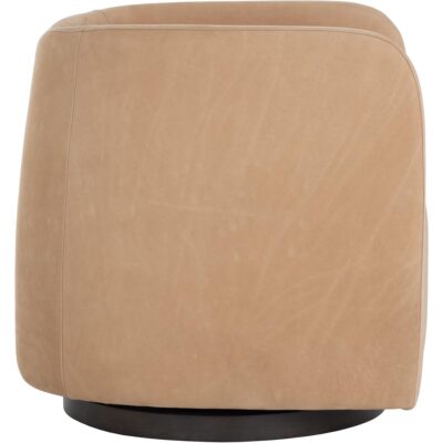 Emilie Swivel Lounge Chair - Nubuck Tan Leather 112030 112030 EMILIE SWIVEL LOUNGE CHAIR NUBUCK TAN LEATHER 22