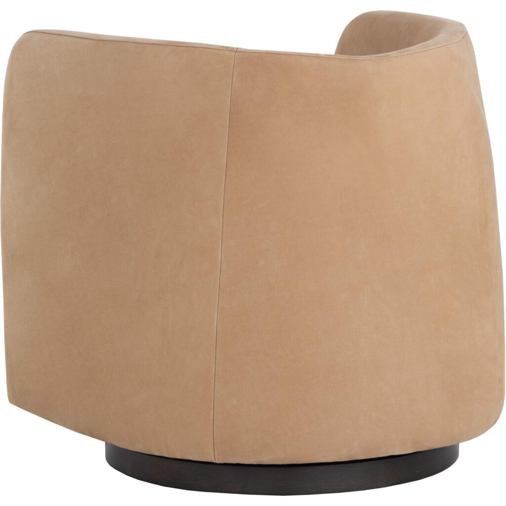 Emilie Swivel Lounge Chair - Nubuck Tan Leather - Image 9