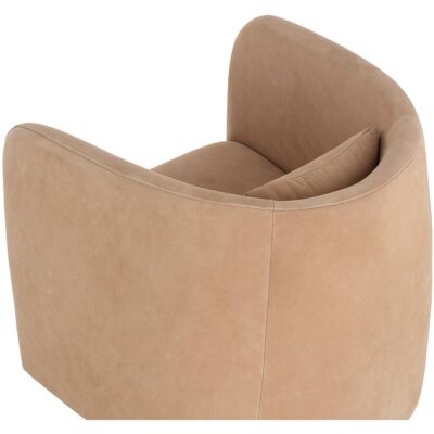 Emilie Swivel Lounge Chair - Nubuck Tan Leather 112030 112030 EMILIE SWIVEL LOUNGE CHAIR NUBUCK TAN LEATHER 26