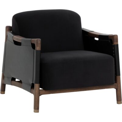 Calloway Lounge Chair - Antique Brown - Abbington Black / Onyx Leather