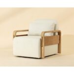 Otso Swivel Lounge Chair - Geralt Linen / Nubuck Tan Leather 112142 112142 OTSO SWIVEL LOUNGE CHAIR GERALT LINEN NUBUCK TAN LEATHER