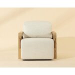 Otso Swivel Lounge Chair - Geralt Linen / Nubuck Tan Leather 112142 112142 OTSO SWIVEL LOUNGE CHAIR GERALT LINEN NUBUCK TAN LEATHER 1