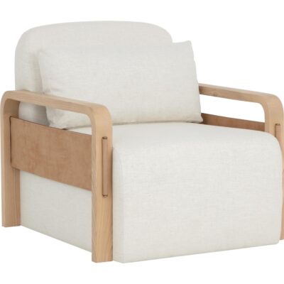 Otso Swivel Lounge Chair - Geralt Linen / Nubuck Tan Leather