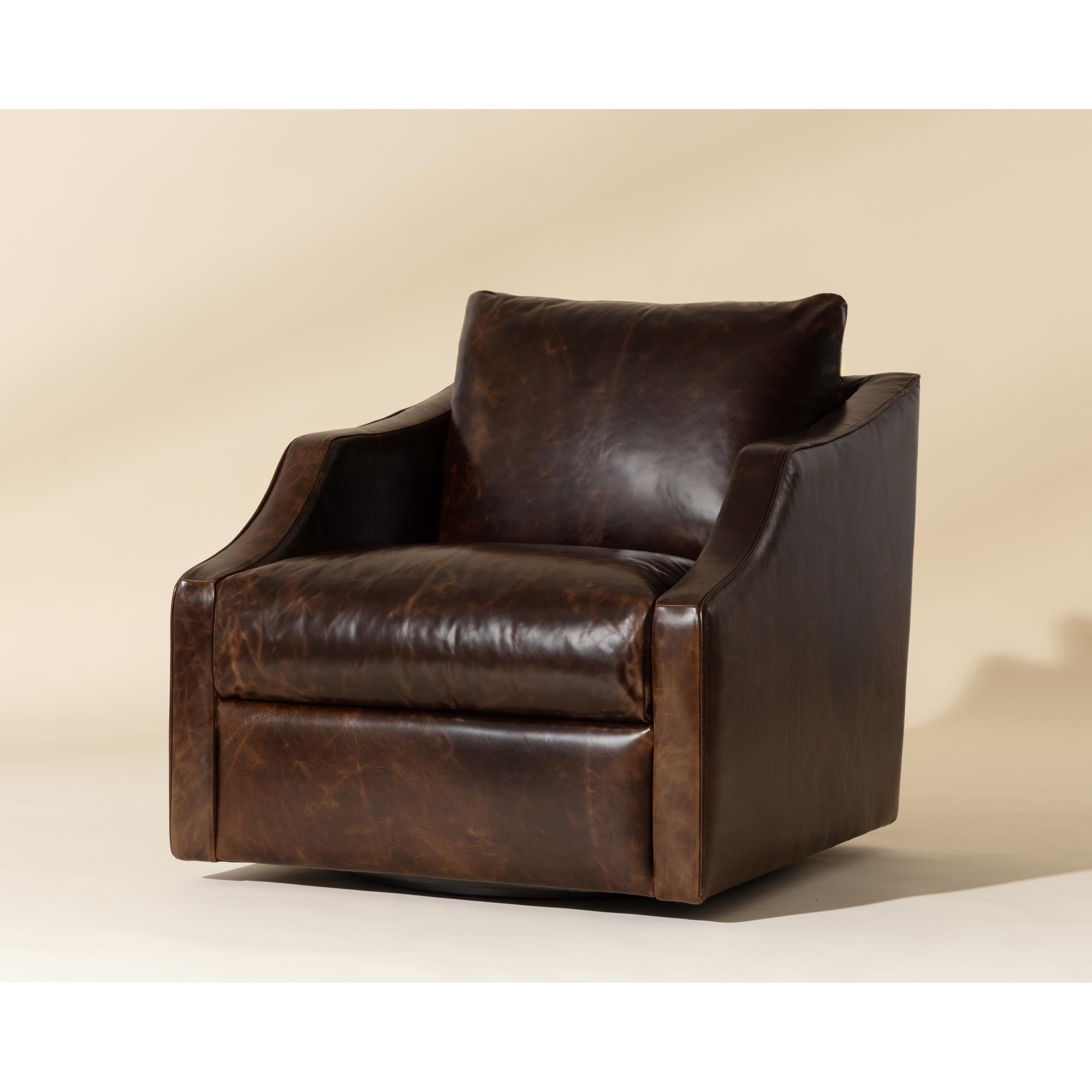 Orwell Swivel Lounge Chair - Chocolate Leather 6 Orwell Swivel Lounge Chair - Chocolate Leather - Image 6