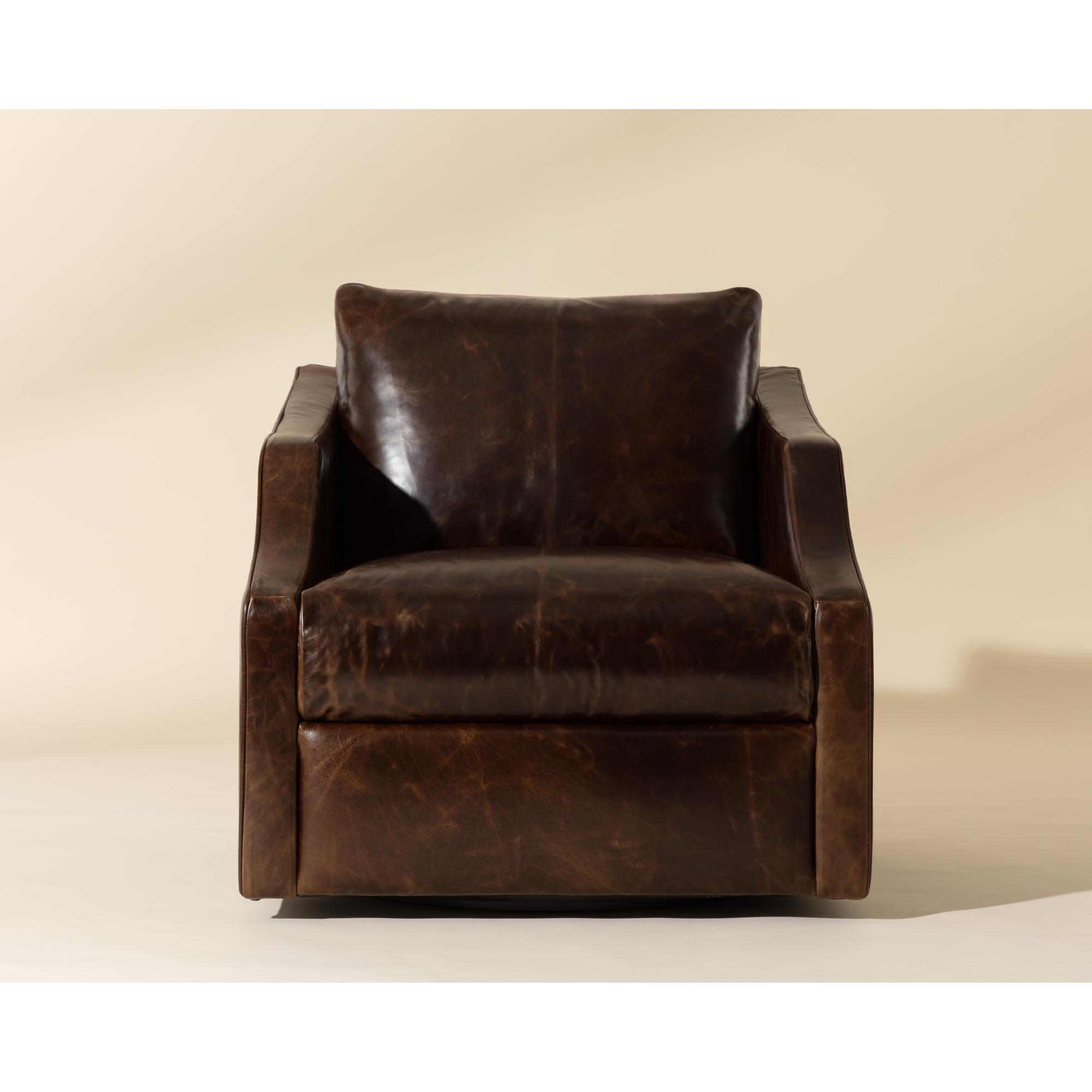 Orwell Swivel Lounge Chair - Chocolate Leather 7 Orwell Swivel Lounge Chair - Chocolate Leather - Image 7