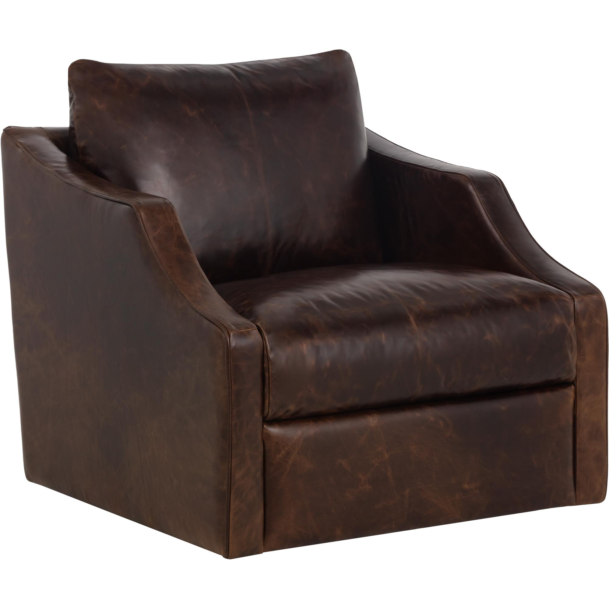 Orwell Swivel Lounge Chair - Chocolate Leather
