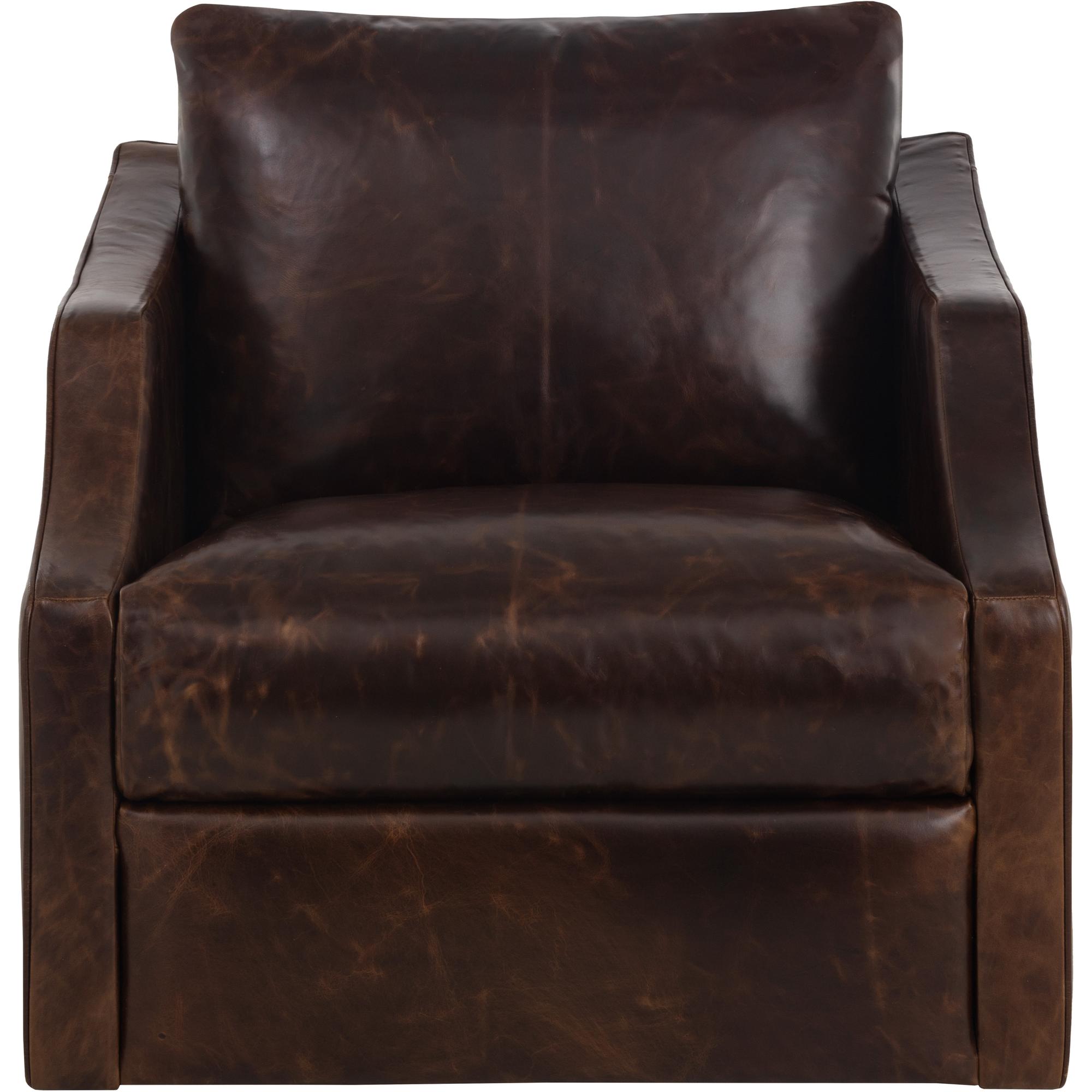 Orwell Swivel Lounge Chair - Chocolate Leather 2 Orwell Swivel Lounge Chair - Chocolate Leather - Image 2