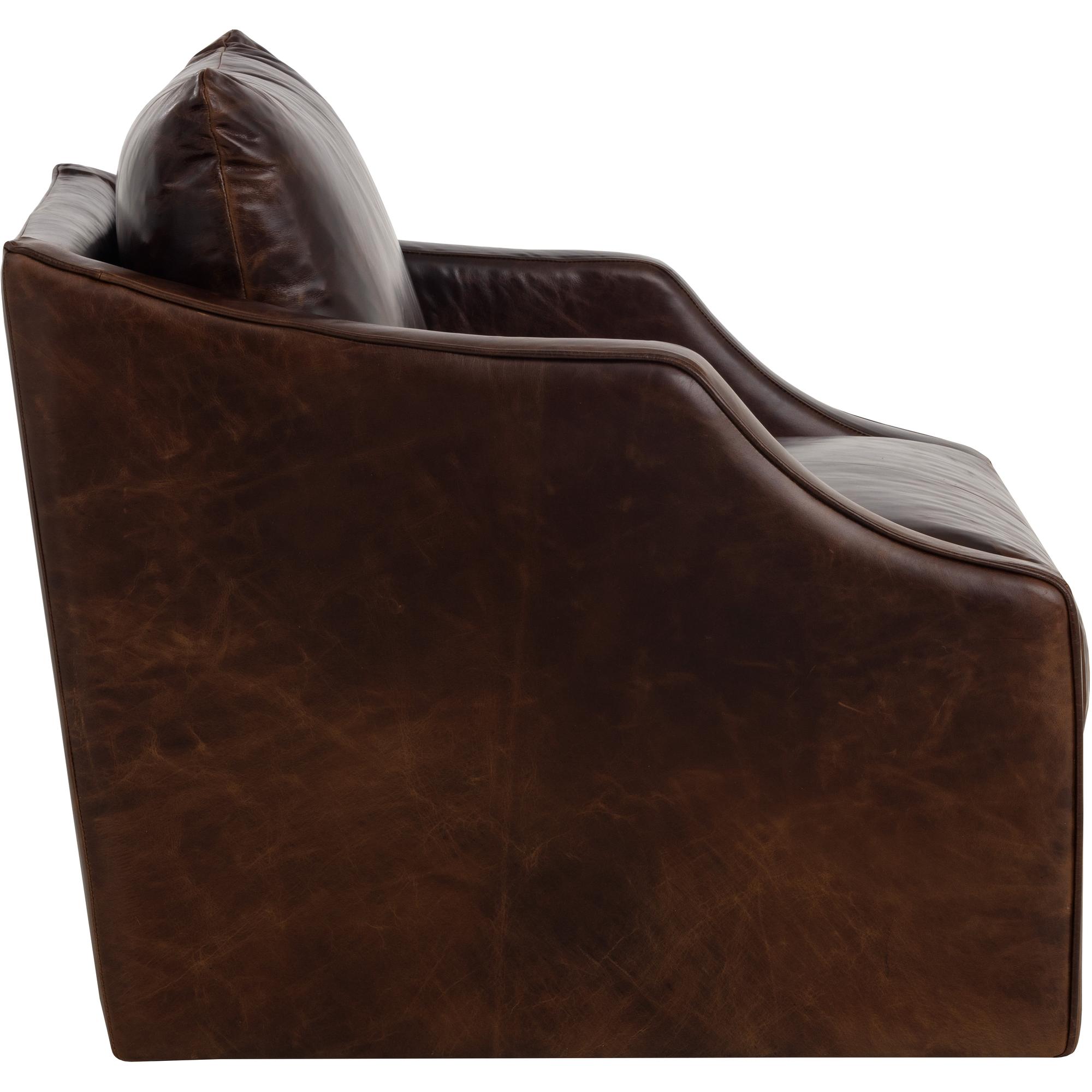 Orwell Swivel Lounge Chair - Chocolate Leather 3 Orwell Swivel Lounge Chair - Chocolate Leather - Image 3