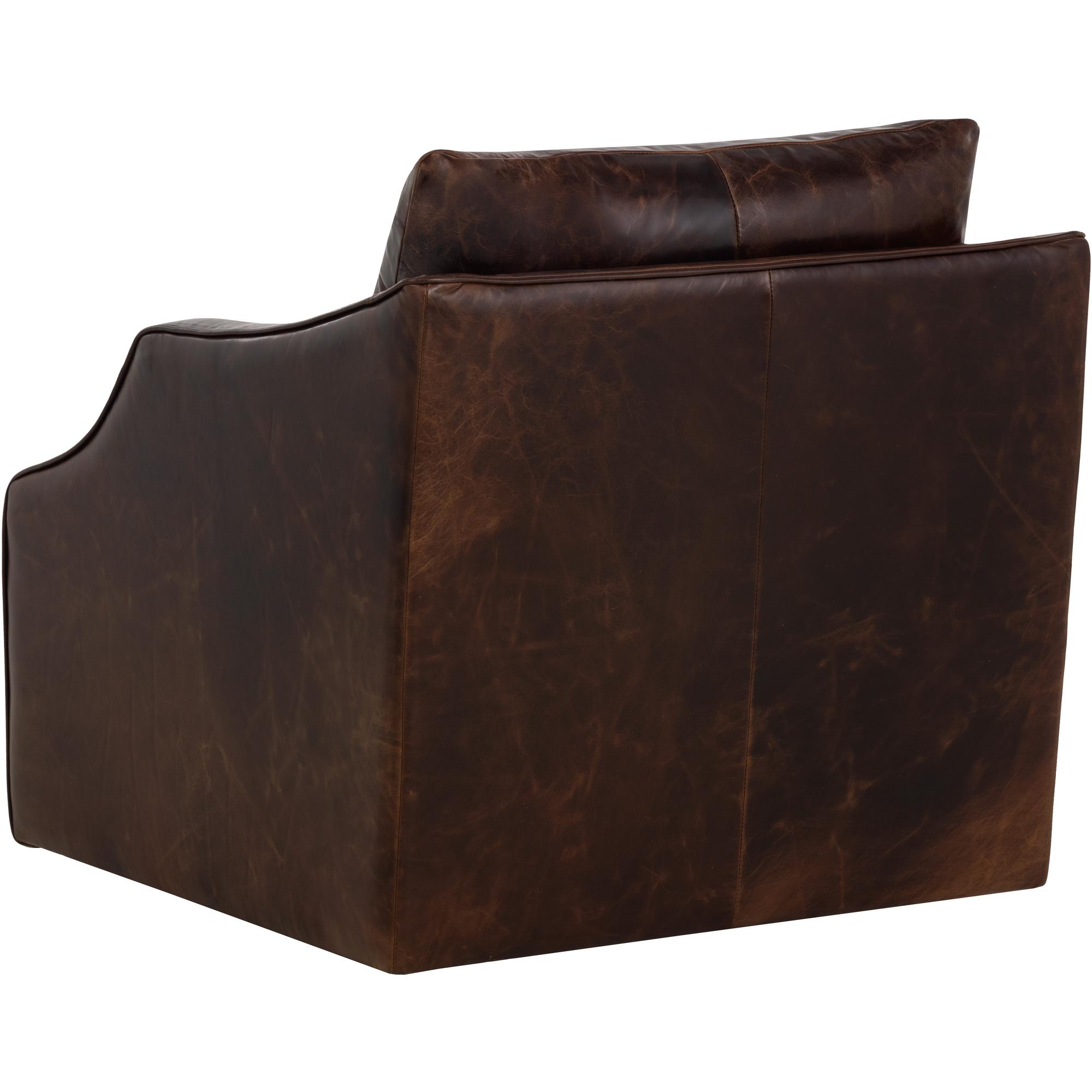 Orwell Swivel Lounge Chair - Chocolate Leather 4 Orwell Swivel Lounge Chair - Chocolate Leather - Image 4