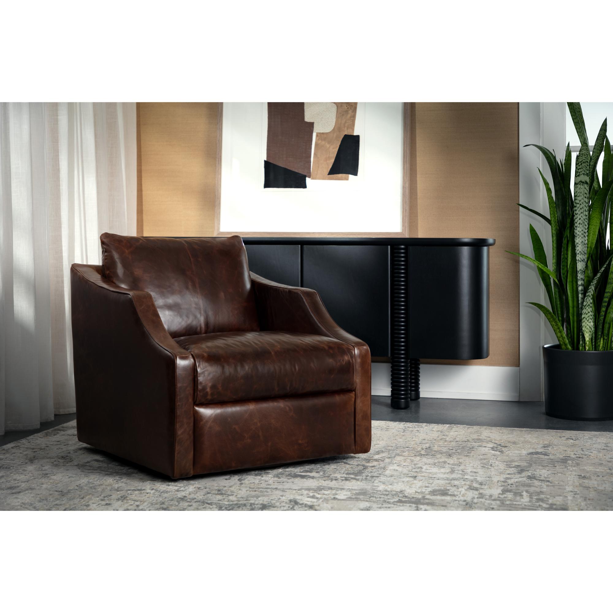Orwell Swivel Lounge Chair - Chocolate Leather 8 Orwell Swivel Lounge Chair - Chocolate Leather - Image 8