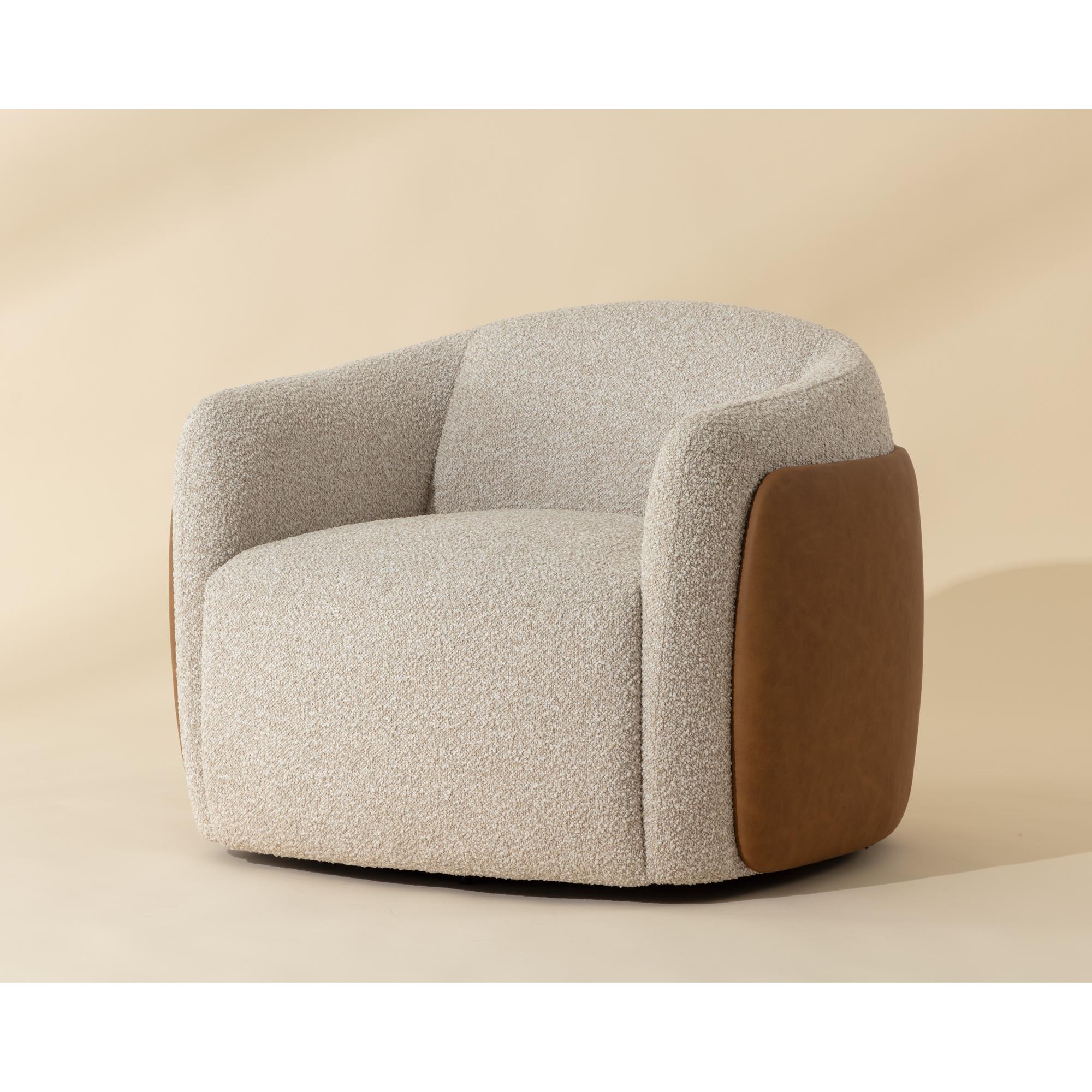 Caris Swivel Lounge Chair - Santa Cruz Oatmeal / Milliken Cognac 6 Caris Swivel Lounge Chair - Santa Cruz Oatmeal / Milliken Cognac - Image 6