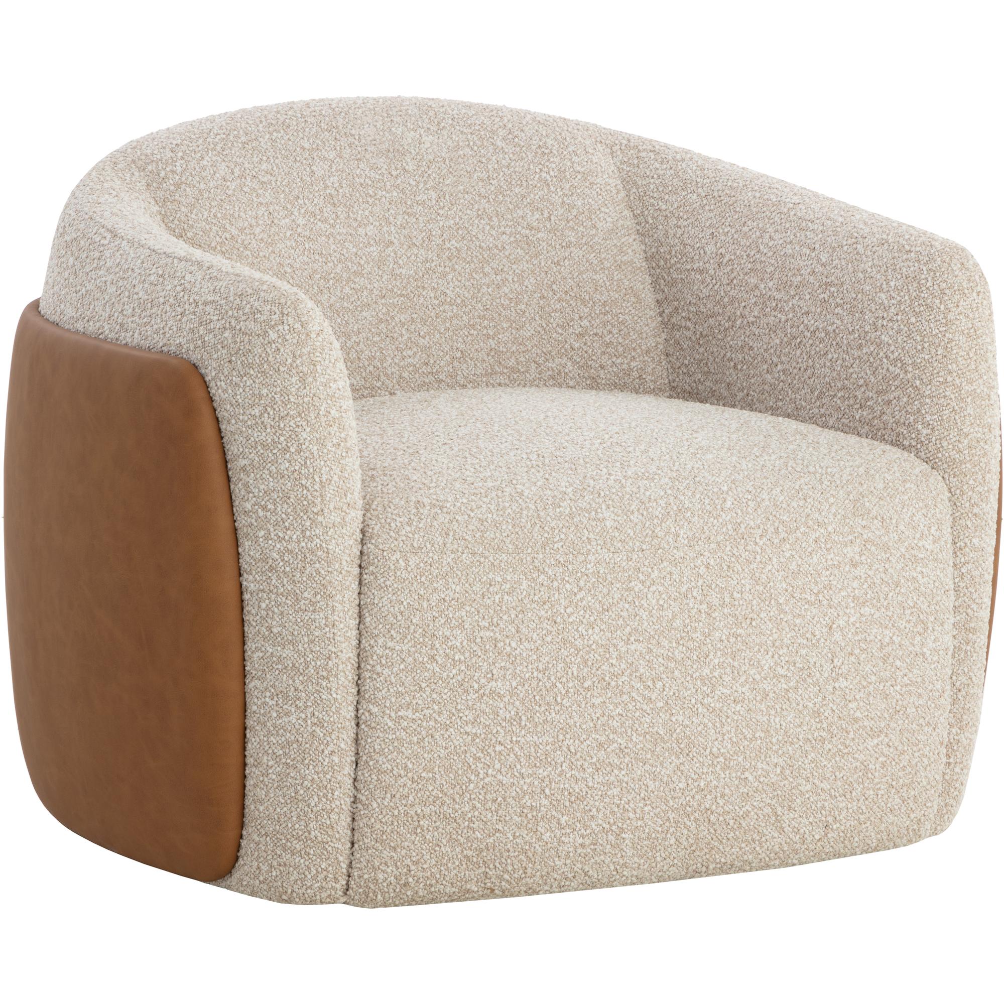 Caris Swivel Lounge Chair - Santa Cruz Oatmeal / Milliken Cognac