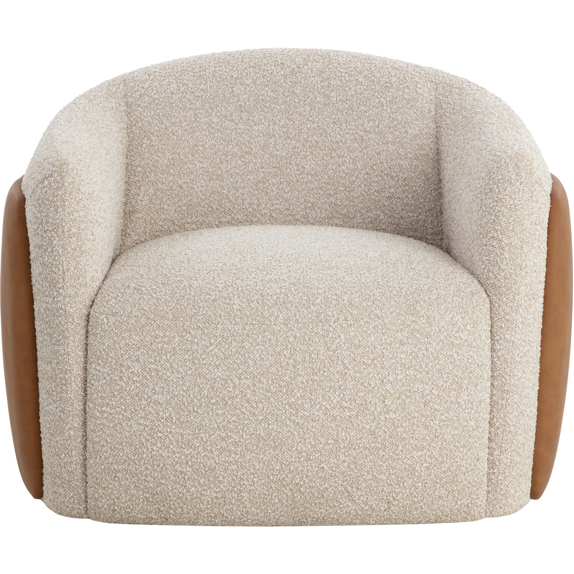 Caris Swivel Lounge Chair - Santa Cruz Oatmeal / Milliken Cognac 2 Caris Swivel Lounge Chair - Santa Cruz Oatmeal / Milliken Cognac - Image 2