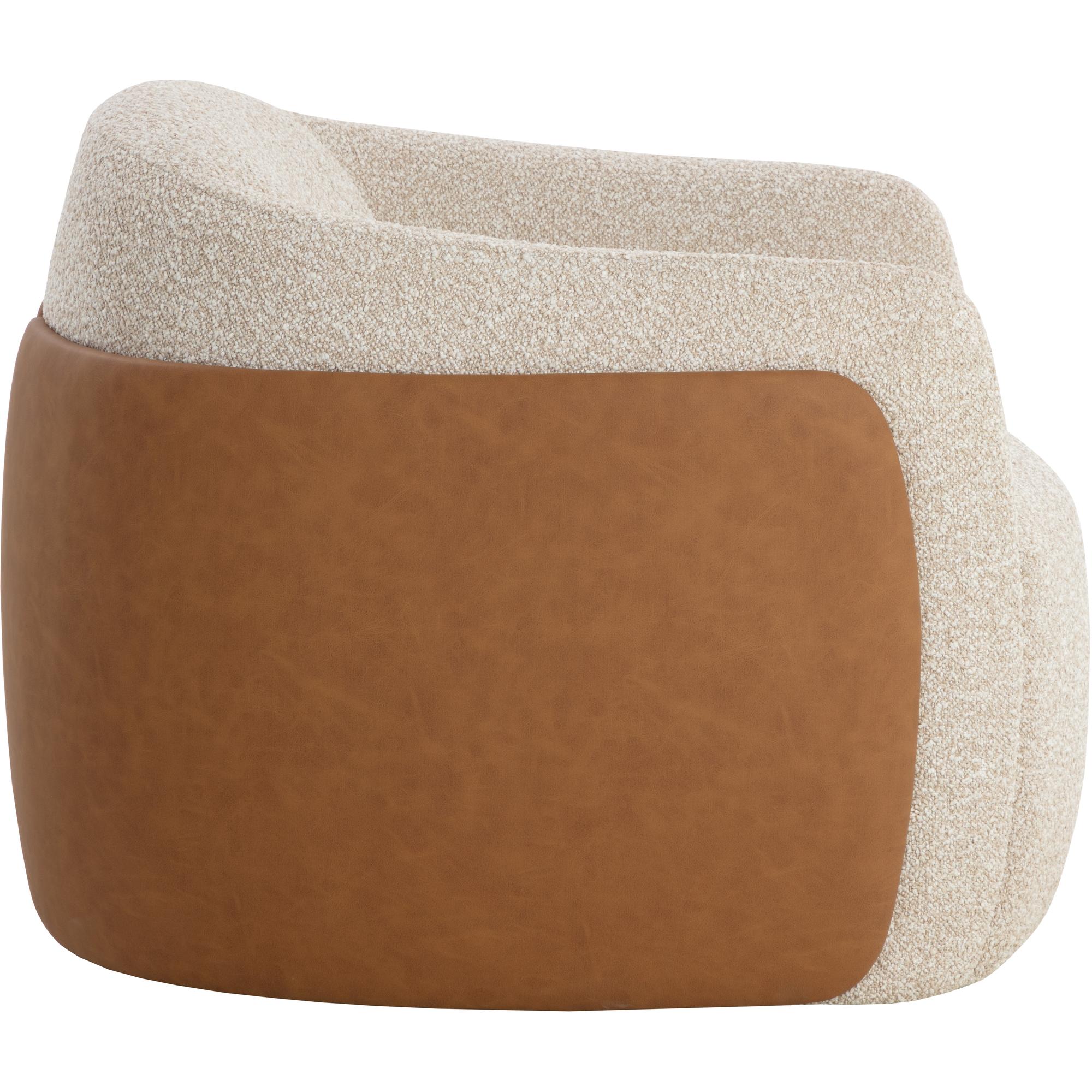 Caris Swivel Lounge Chair - Santa Cruz Oatmeal / Milliken Cognac 3 Caris Swivel Lounge Chair - Santa Cruz Oatmeal / Milliken Cognac - Image 3