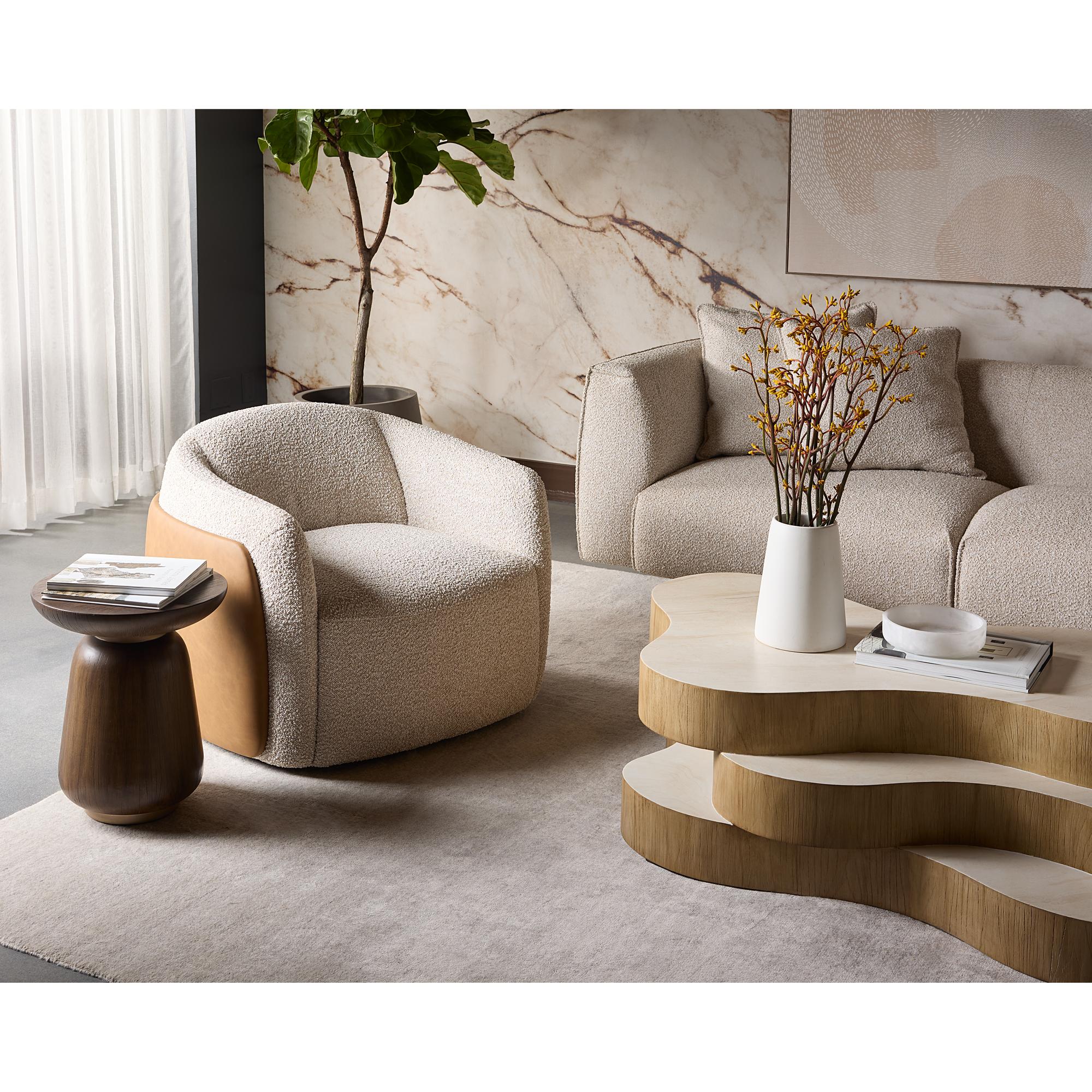 Caris Swivel Lounge Chair - Santa Cruz Oatmeal / Milliken Cognac 8 Caris Swivel Lounge Chair - Santa Cruz Oatmeal / Milliken Cognac - Image 8