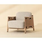 Calloway Lounge Chair - Light Oak - Santa Cruz Oatmeal / Nubuck Tan Leather 112247 112247 CALLOWAY LOUNGE CHAIR LIGHT OAK SANTA CRUZ OATMEAL NUBUCK CARAMEL LEATHER