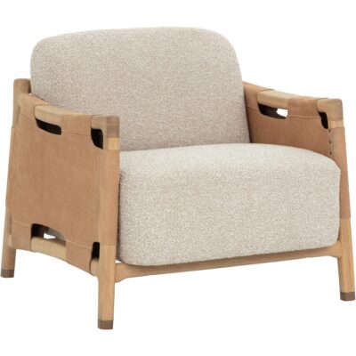 Calloway Lounge Chair - Light Oak - Santa Cruz Oatmeal / Nubuck Tan Leather